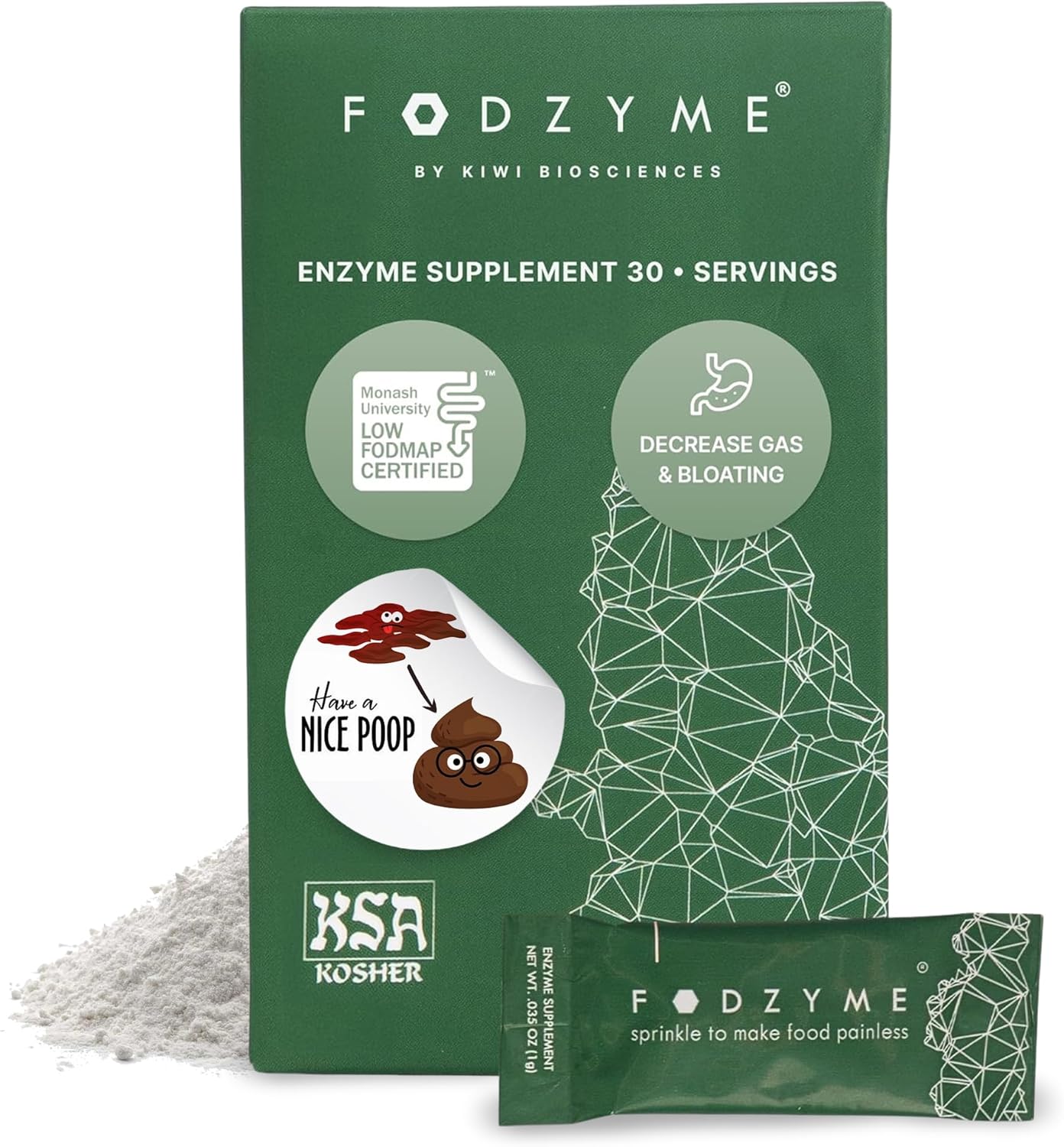 FODZYME® Digestive Enzymes for Gut Health & Digestive Comfort (Home Kit 60 Doses & On-The-Go Powder Pack 30 Doses) – Relief for Bloating, Gas, Constipation, Diarrhea & Abdominal Discomfort, Low FODMAP Support